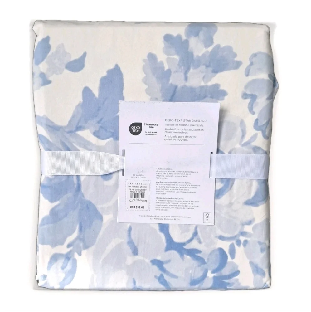 Pottery Barn Teen LoveShackFancy Garden Damask Duvet Cover Twin Twin XL Blue